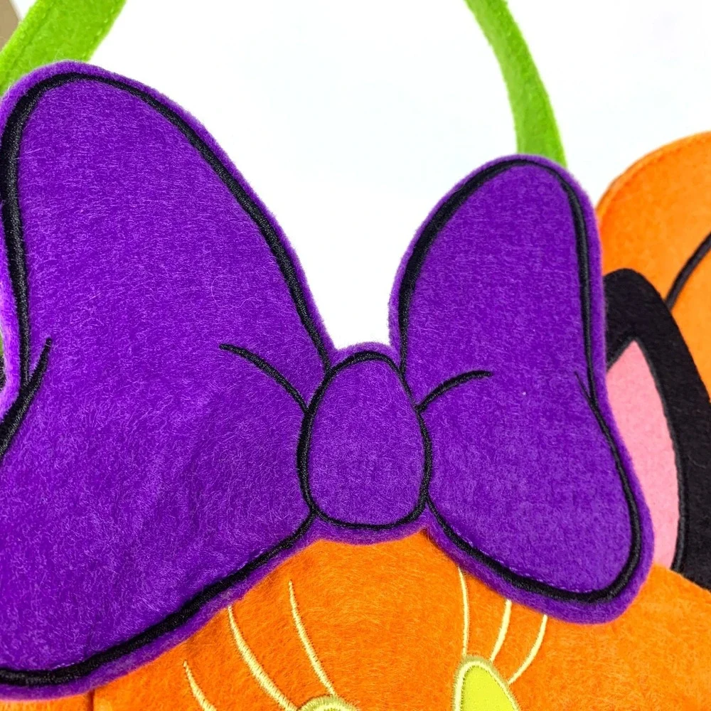 Disney Store Minnie‎ Mouse Felt Halloween Trick or Treat Bucket Glow in the Dark